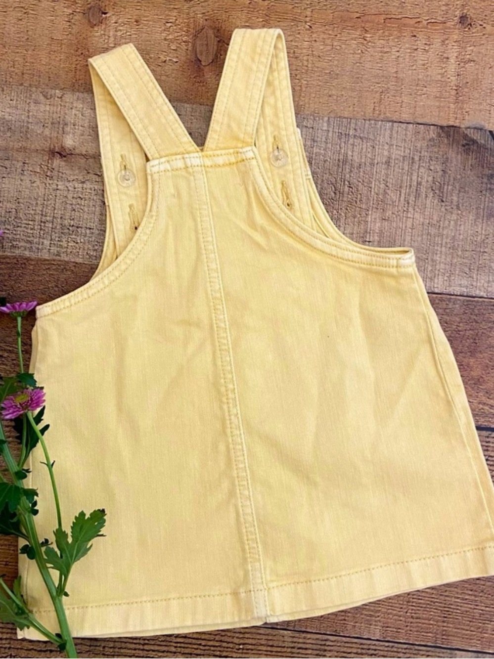 DRESSES (2) Soft Overall Adjustable Denim DRESSES by Old Navy - BLUE + YELLOW - Picture 12 of 15